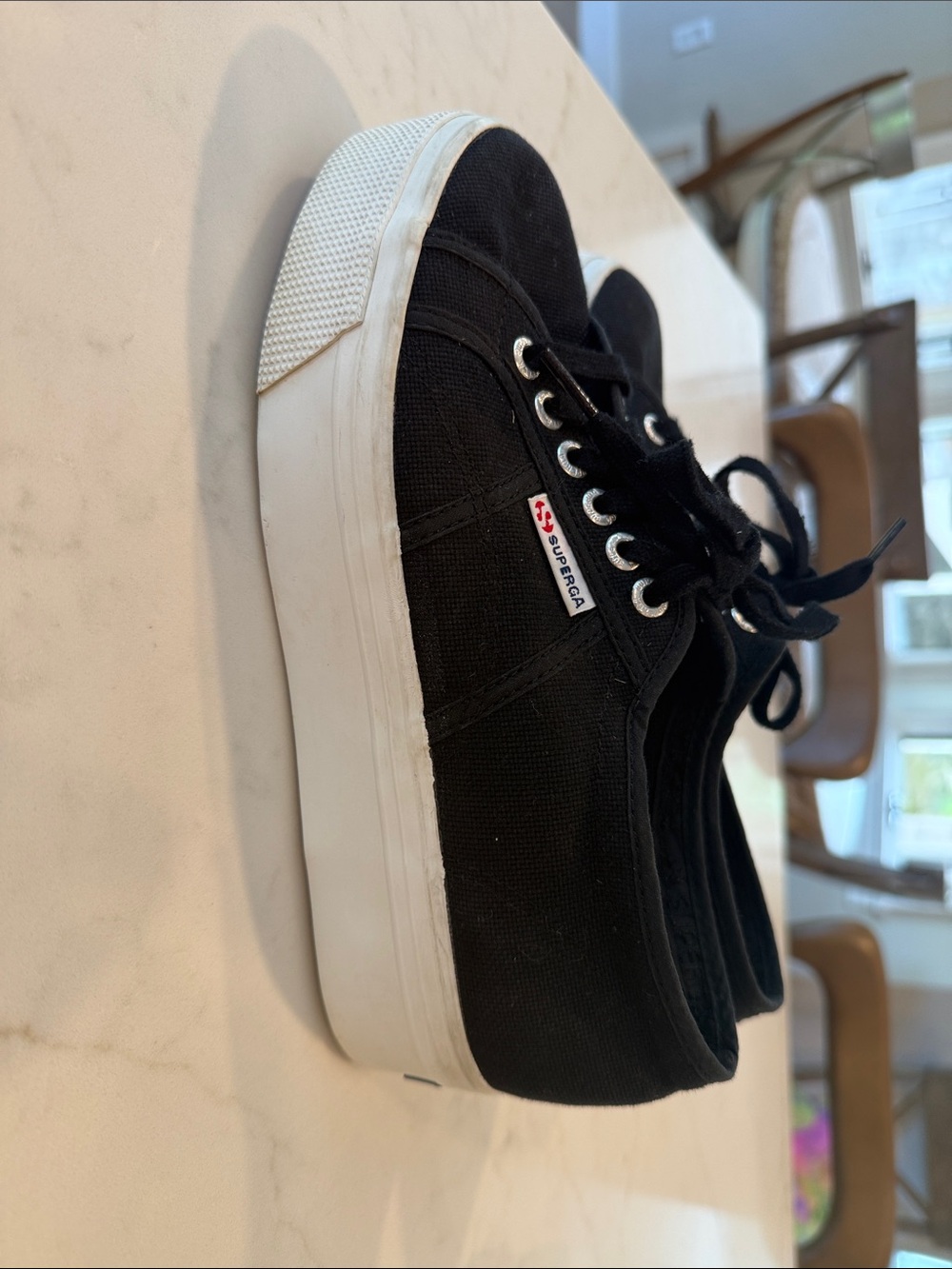 Superga Women’s Black Canvas Platform Sneakers